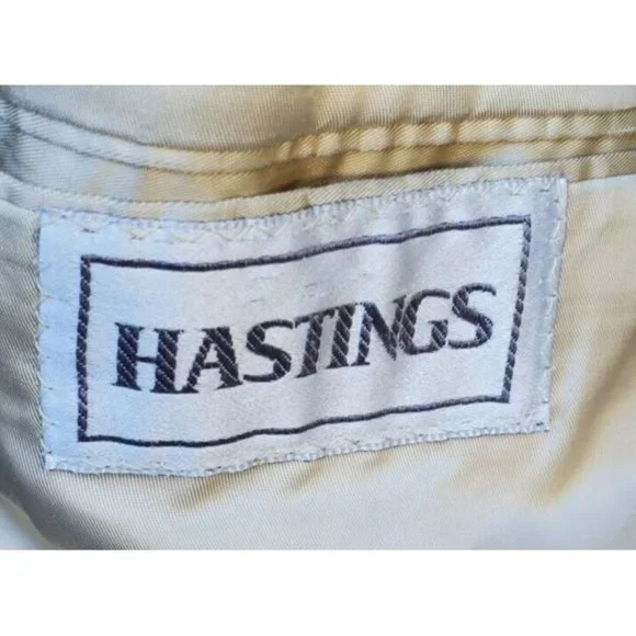 1980's Hastings Tan Herringbone 2 Button Wool Sport Coat Dress Jacket Cosplay L